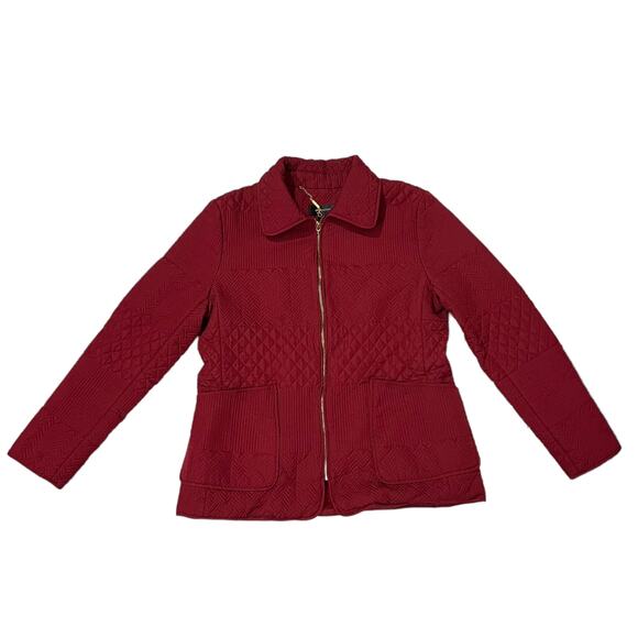 St. John Quilted Zip Front Jacket - Red - Large - Picture 7 of 13
